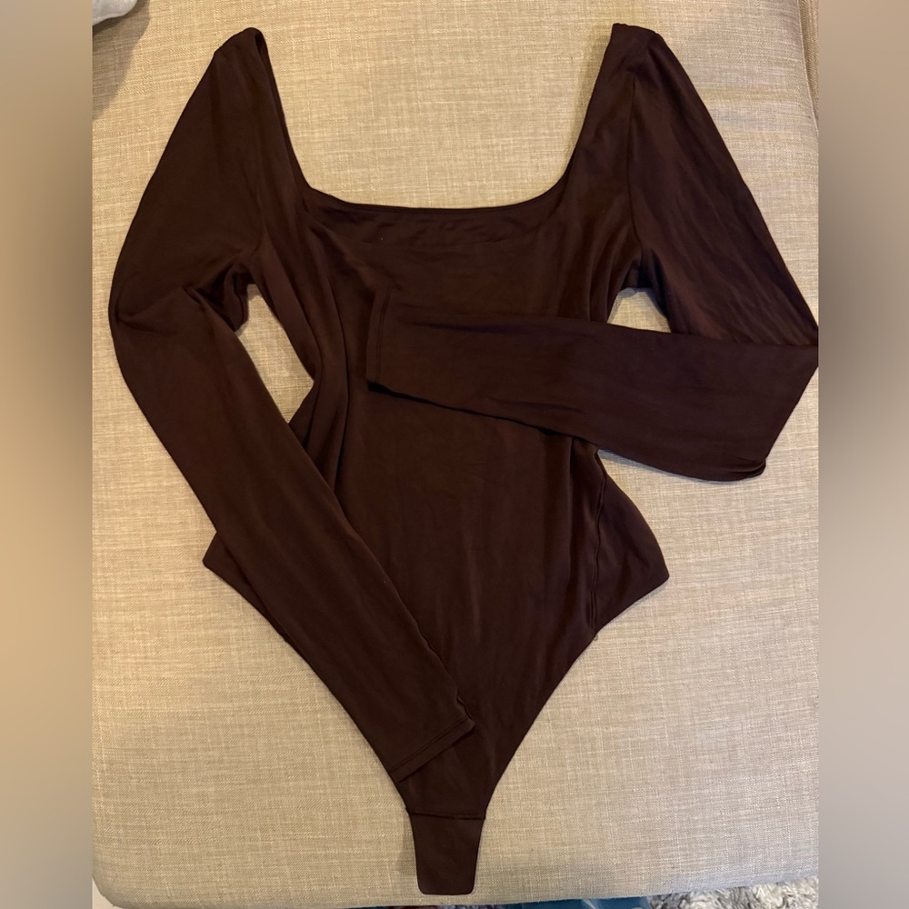 lululemon Wundermost Square-Neck Long-Sleeve Bodysuit Java Medium